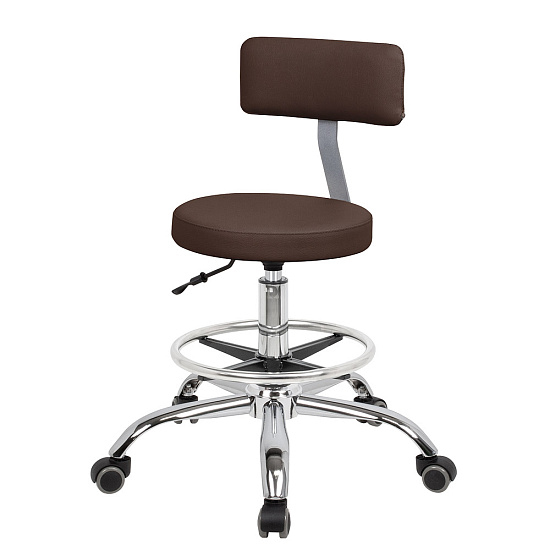 Стулья для маникюра: Топ со спинкой для маникюра с кругом под ноги (VLK 501, хром) за